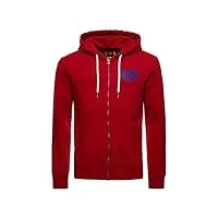 superdry script style col ziphood sweat à capuche, risk red, s homme