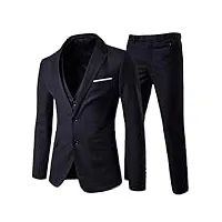 cloudstyle costume homme trois-pièces veste +gilet +pantalon d'affaires décontraction pour mariage casual noir xs
