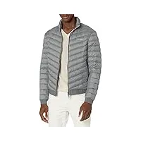 armani exchange quilted down milano/new york logo zip-up jacket manteau alternatif en duvet, melange grey/navy, x-small pour des hommes