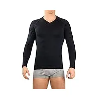 relaxsan zero 3020 (noir, xl) maillot t-shirt thermique homme manches longues sous-vêtements respirant en fibre dryarn et laine mérinos