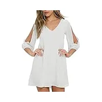 brosloth femme robe de plage d’été bohême mini robes col rond tunique manches longues grande taille sexy boho blanc xl