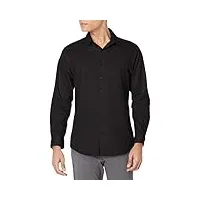 kenneth cole reaction chemise pour homme - coupe ajustée - col extensible - sans repassage - solide - noir - 42 cm cou 86 cm- 89 cm manche