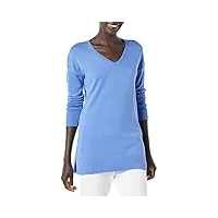 amazon essentials pull tunique léger À manches longues et col en v (disponible en grande taille) femme, bleu, xl