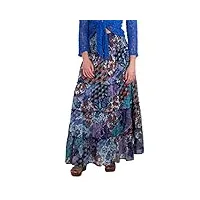 coline - jupe longue voile de coton - couleur : bleu - taille unique