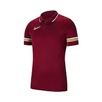 nike, dri-fit academy, chemise polo, rouge/blanc/or jersey, taille l