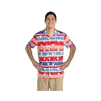 chemise boutonnée patriotique pour adulte motif étoiles et rayures