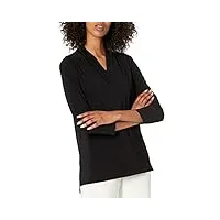 anne klein 3/4 sleeve triple pleat top chemise, anne black, xxs femme