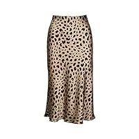jupe midi pour femme imprimé léopard taille haute taille élastiquée cachée - - large