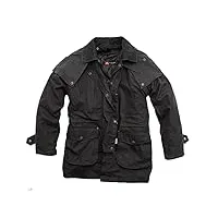kakadu traders australia veste à huile imperméable pour homme, cape d'épaule amovible et doublure intérieure amovible jusqu'à la taille 5xl (64-66), cire d'entretien incluse, noir , xl