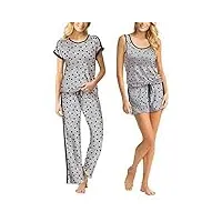 lucky brand ensemble pyjama 4 pièces pour femme, Étoiles grises, medium