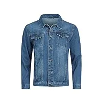 allthemen veste en jean homme blouson coton denim jacket casual manches longues délavé outwear trucker automne printemps coulor uni bleu 2 l