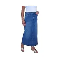 icecoolfashion maxi jupe longue en jean pour femme denim très extensible bleu moyen délavé 38-50 (48)