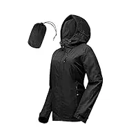 33,000ft veste de pluie femmes, imperméable imperméable léger avec manteau respirant emballable à capuche idéal pour la course à pied et à la randonnée(noir-xl)