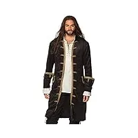 boland - veste de pirate pour homme, noir et or, manteau pour homme, corsaire, flibustier, costume, carnaval, fête à thème