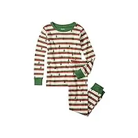 hatley lights candy stripes and family pijama, holiday pines-ensemble pyjama pour enfants, 7 ans taille normale mixte