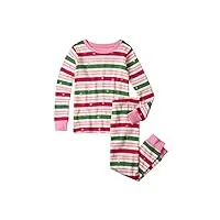 hatley holiday lights and pines family pijama, candy stripes-ensemble pyjama pour enfants, 2 ans taille normale mixte