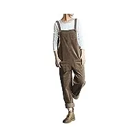 petalum salopette femme pantalon bretelle en velour côtelé combinaison sans manches décontracté ample jumpsuit de travail avec poches pour printemps