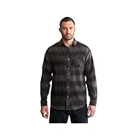 timberland woodfort mid-weight flannel work shirt chemise longue bouton d'utilit professionnelle, kittery stripe black, xl homme