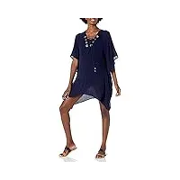 robe tunique avec dentelle sur le devant, indigo/rayures capri, taille s