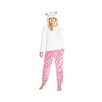 disney pyjama femme, ensembles de pyjama en polaire stitch minnie bourriquet (rose marie, s)