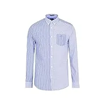 gant hommes chemise de coupe régulière en tissu large à rayures mixtes bleu xl