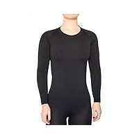 relaxsan zero 3220 (noir, xs) maillot t-shirt thermique femme manches longues sous-vêtements respirant en fibre dryarn et laine mérinos