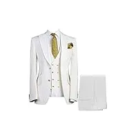 blanc costume homme mariage 3 pieces marié veste blazer homme costume coupe ajustée vintage formel blazer pour homme business revers en pointe（blazers+gilet+pantalons de costume）-44