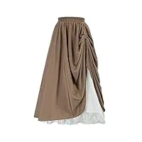 scarlet darkness vintage rétro jupe médiévale taille elastique jupe trapèze femme jupe renaissance s marron foncé sl34s21-1