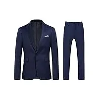allthemen costume homme d'affaires 2 pièces casual à deux boutons pour mariage (blazer + pantalon) bleu foncé xl