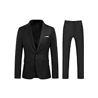 allthemen costume homme d'affaires 2 pièces casual à deux boutons pour mariage (blazer + pantalon) noir xxl