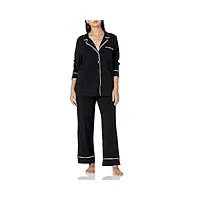 amazon essentials ensemble pyjama avec chemise À manches longues, en coton et textile modal (grandes tailles disponibles) femme, noir, xl