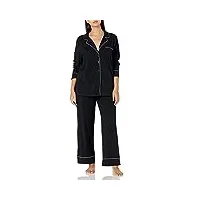 amazon essentials ensemble pyjama avec chemise À manches longues, en coton et textile modal (grandes tailles disponibles) femme, noir, m