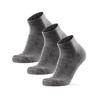 danish endurance 3 paires chaussettes de randonnée basses, laine mérinos Été, anti-ampoules, homme femme, gris, 39-42