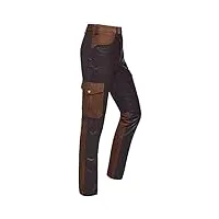 la chasse® pantalon cargo en cuir de buffle colmar avec empiècement en toile et 2 poches sur les jambes - pantalon de chasse pour homme - marron extrêmement résistant - marron - w48
