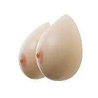 xswl une paire de formes mammaires en silicone pour crossdressers mastectomie prothèse coussinets de soutien-gorge insère forme de goutte d'eau faux seins,b nude,10xl`3600g/pair