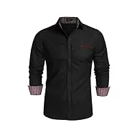 coofandy chemise en jean homme coton manche longue col italien casual taille s-xxxl noir 3xl