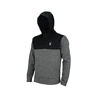 spyder men's racer 1/4 zip pullover hoodie, charcoal heather large