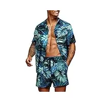 coofandy chemise hawaïenne à manches courtes boutonnées pour homme - - taille m