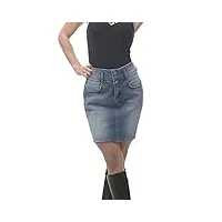 rock-it apparel jupe en jean pour femmes - taille haute - denim doux et élastique - fente au dos - tailles 34-42 - couleur bleu 38