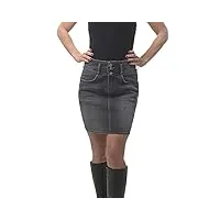 rock-it apparel jupe en jean pour femmes - taille haute - denim doux et élastique - fente au dos - tailles 34-42 - couleur noir 38