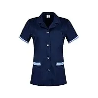b-well gabi blouse medicale femme blouse de travail femme uniforme médical femme manches courtes col en v avec boutons - bleu - medium