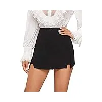 soly hux jupe de pantalon courte pour femme - taille haute - décontractée - Élégante - avec fermeture éclair - noir - small