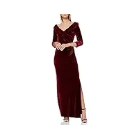 gina bacconi women's velvet maxi dress robe de cocktail, bordeaux, 38 femme