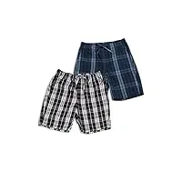 lapasa lot de 2 shorts de pyjama homme 100% coton court short de détente & d'intérieur maison pyjacourt avec poches m92 noir & blanc, bleu marine & bleu xs