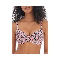 freya women's cala fiesta underwire plunge bikini swim top as0902 32d leopard