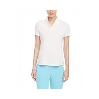 anne klein cotton short sleeve ruffle v-neck top blouse, blanc anne, xl femme
