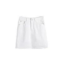byqny jupe en jean pour femme, jupe crayon classique et confortable, mini jupe en jean courte déchirée, jupe d'été décontractée, coupe arrondie, grande taille, blanc, 40