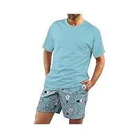 sesto senso ensemble pyjamas homme short coton t-shirt manches courtes xl vert