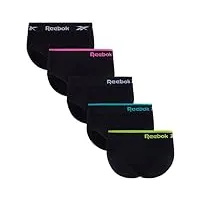 reebok women's underwear - seamless hipster briefs (5 pack), size large, all black