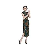 hangerfeng qipao 3340 robe chinoise traditionnelle en soie motif phénix - vert - xl/xxl